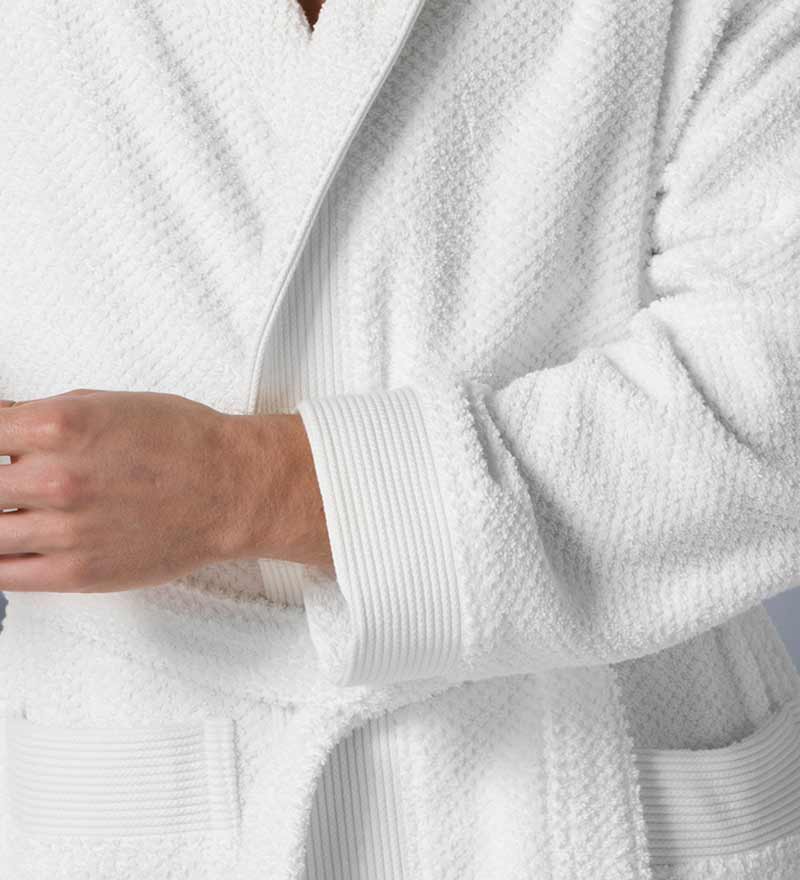 Men's Luxury Turkish Cotton Terry Cloth Robe with Hood White