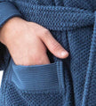 Men's Hooded Terry Cloth Robe 100% Turkish Cotton Navy Macro