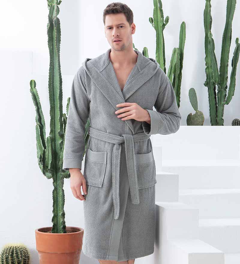100% Turkish Cotton Personalized Terry Bath Robe - Gray