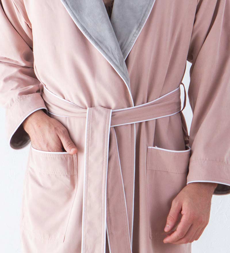 Microfiber Spa Robe for Men Pink