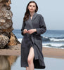 Women's Knee Length Lightweight Waffle Robe Charcoal Front