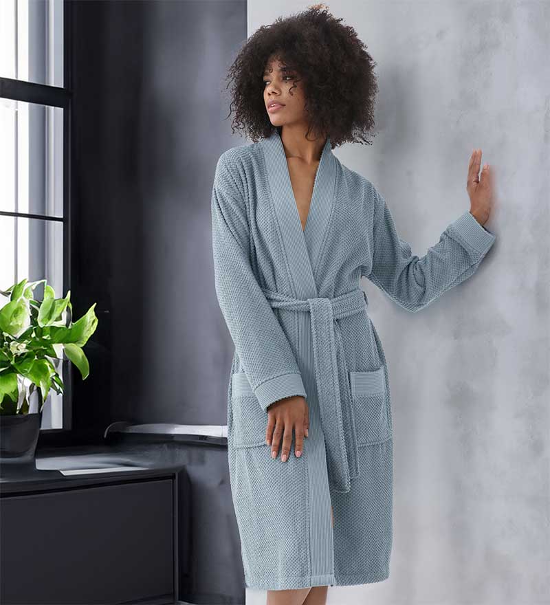 Women's Turkish Cotton Terry Kimono Robe - Luxurious Terry Cloth Bathrobe