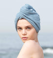 Hair Towel Wrap Made With Absorbent Turkish Cotton Blue Front