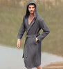 Mens Hooded Turkish Cotton Waffle Robe Charcoal Front