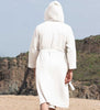 Mens Hooded Turkish Cotton Waffle Robe Pockets White Back