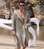 Mens Hooded Turkish Cotton Waffle Robe Sage Green Front
