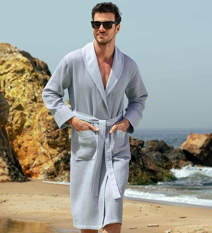 NY Threads Mens Knit Robe Lightweight Summer Cotton Blend Bathrobe