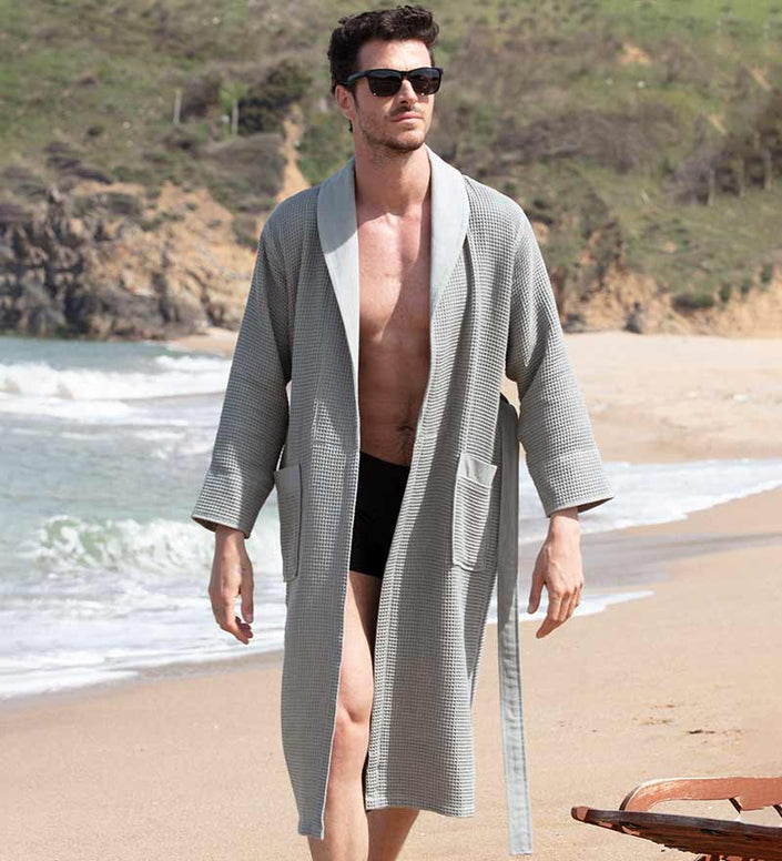 Elegant Two-Tone Charmeuse Ultimate Smooth Sexy Luxury Robe Lingerie Adult  Men