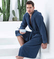 Men's Luxury Turkish Cotton Terry Cloth Robe with Hood Navy