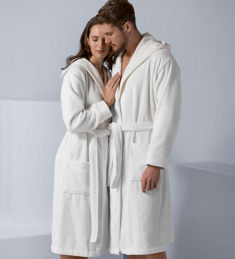 Men's Luxury Turkish Cotton Hooded Terry Cloth Robe White