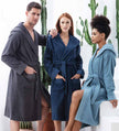 Men's Hooded Terry Cloth Robe 100% Turkish Cotton Charcoal