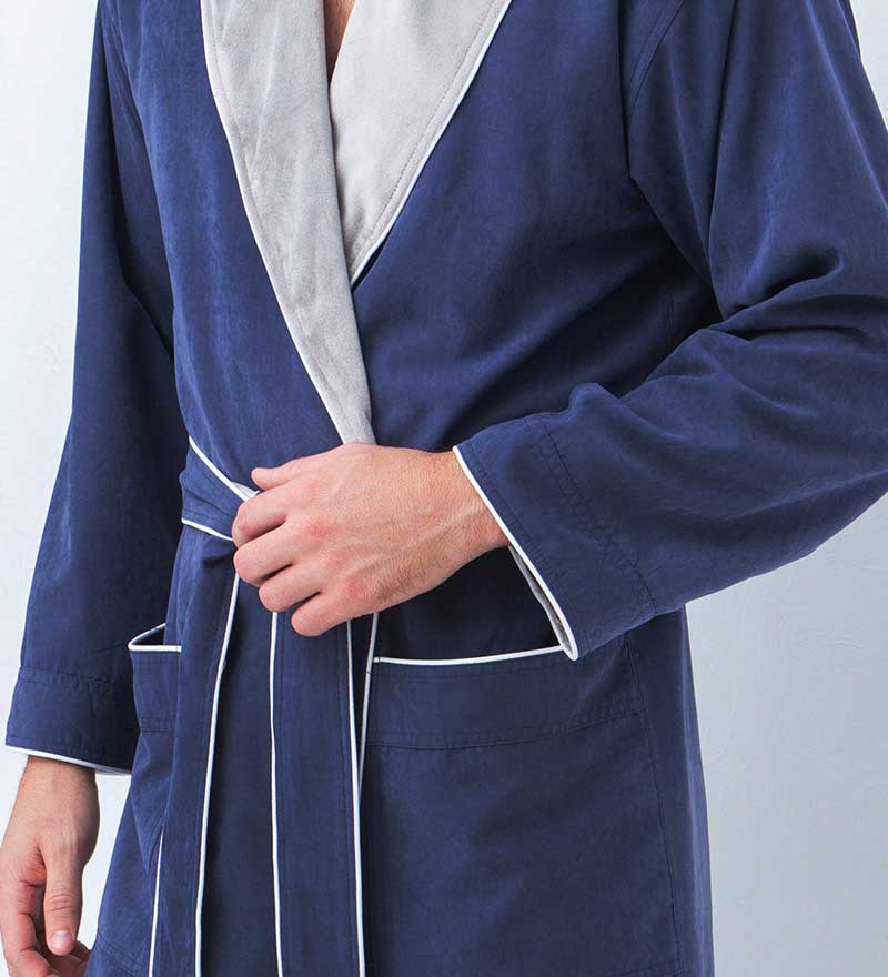 Men's Microfiber Spa Robe Navy