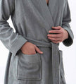 Men's Turkish Cotton Terry Cloth Kimono Bathrobe Grey Macro