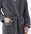 Men's Turkish Cotton Terry Cloth Kimono Robe Charcoal Macro