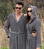 Mens Turkish Cotton Waffle Hooded Robe Charcoal