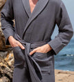 Men's Lightweight Waffle Hotel and Spa Robe Charcoal Macro
