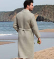 Waffle Weave Lightweight Robes for Men with Shawl Collar Sage Green Back