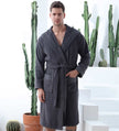 Men's Luxury Turkish Cotton Hooded Terry Cloth Robe Charcoal Front
