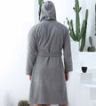 Men's Hooded Terry Cloth Robe 100% Turkish Cotton Gray Back