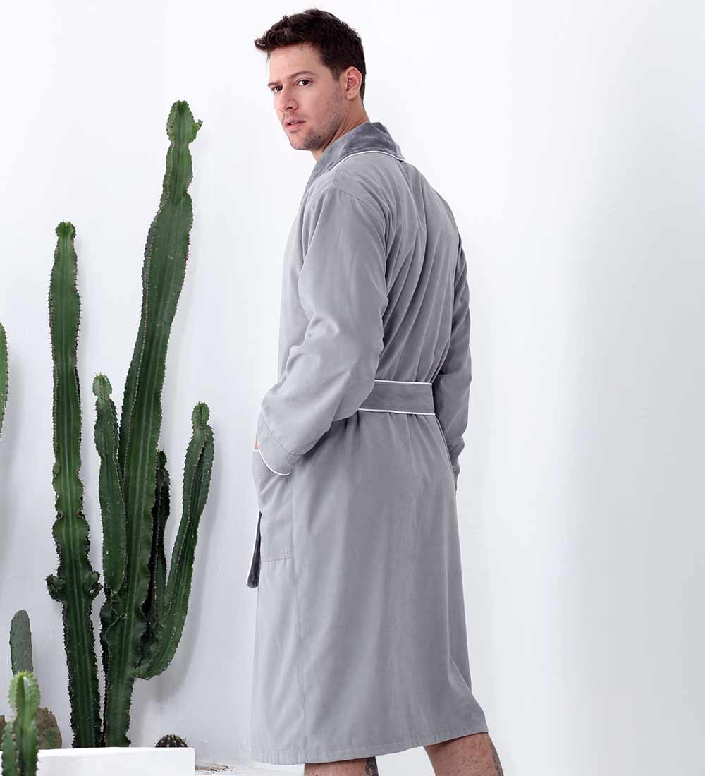 Men's Luxury Spa Robe Grey Side