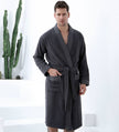 Men's Turkish Cotton Terry Cloth Kimono Bathrobe Charcoal Front