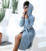 Women's Turkish Cotton Terry Cloth Robe Blue Front