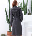 Women's Turkish Cotton Robe Hooded Charcoal Back