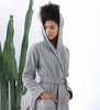 Women's Hooded Terry Cloth Robe Gray Front