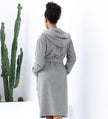 Women's Hooded Terry Cloth Robe Gray Back