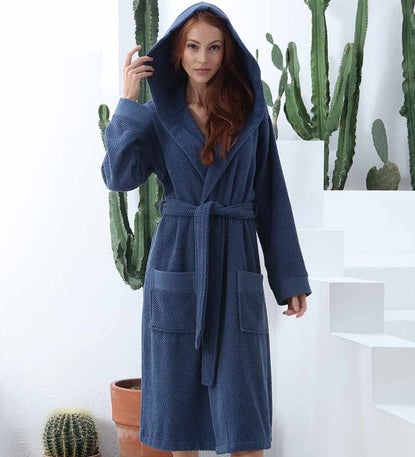 100% Pure Cotton Terry Cloth Robes Women Bathrobe Fleece Bathrobe