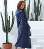 Women's Hooded Turkish Cotton Terry Robe Navy Side