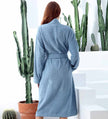 Women's Turkish Cotton Terry Cloth Kimono Robe Blue Back