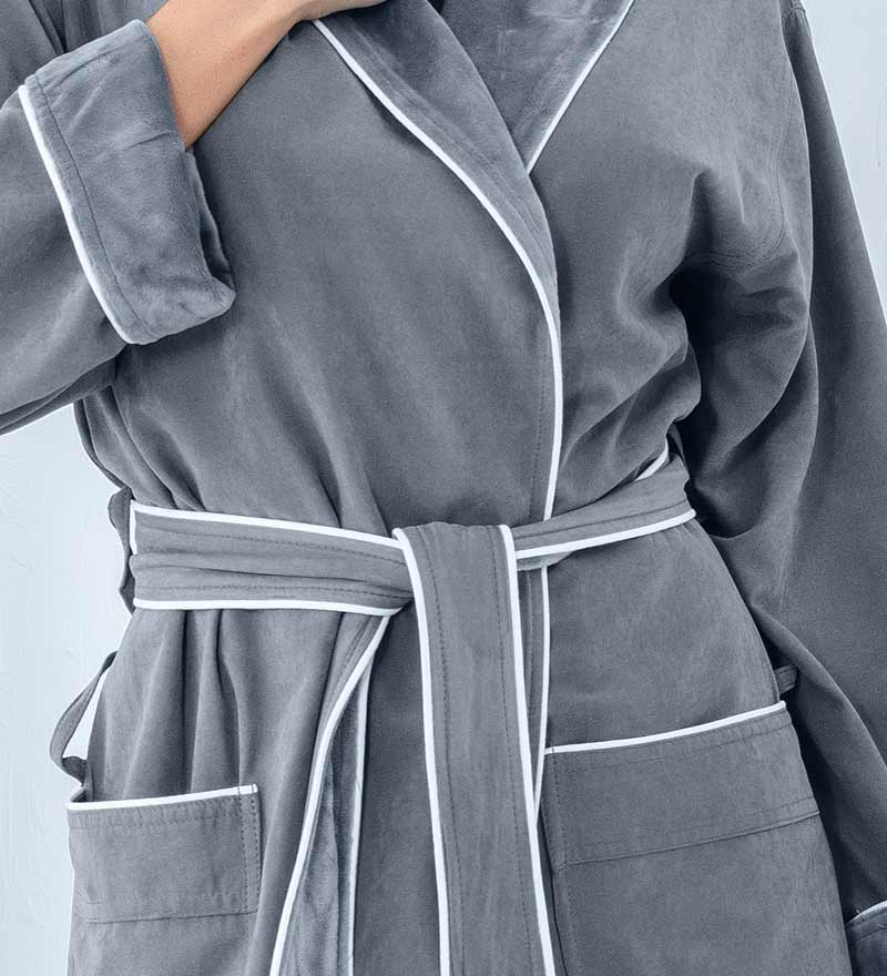 Women's Plush Microfiber Robe Grey