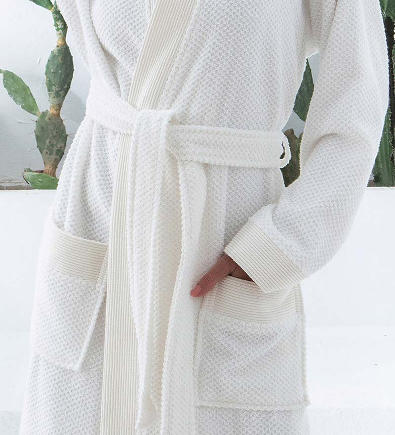 Women's Terry Cloth Kimono Robe White Macro