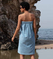 Women's Turkish Cotton Towel Wrap Blue Back