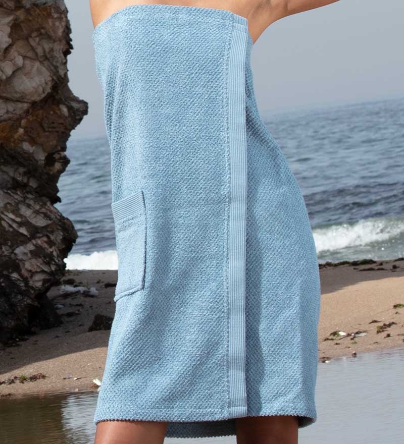 Women's Turkish Cotton Towel Wrap Blue Macro
