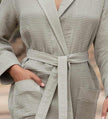 Women's Full Length Lightweight Waffle Spa Robe with Shawl Collar